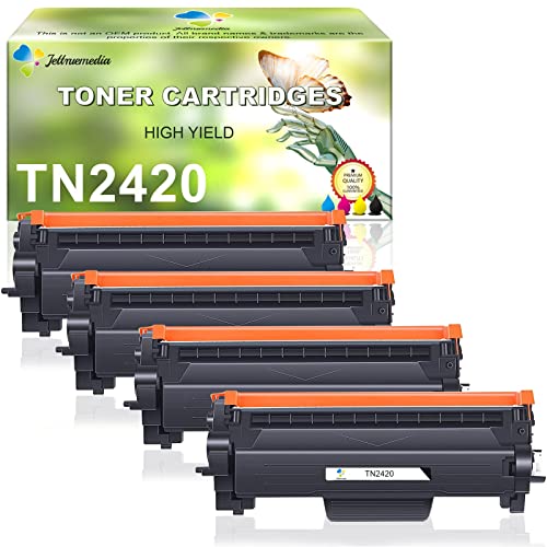 Jettruemedia TN2420 TN2410 Ersatz für Brother TN-2420 MFC-L2710DW Toner für Brother MFC L2710DW L2710DW HL-L2350DW HL-L2375DW MFC-L2750DW HL-L2310D MFC-L2730DW HL-L2370DN (4 Schwarz) von Jettruemedia