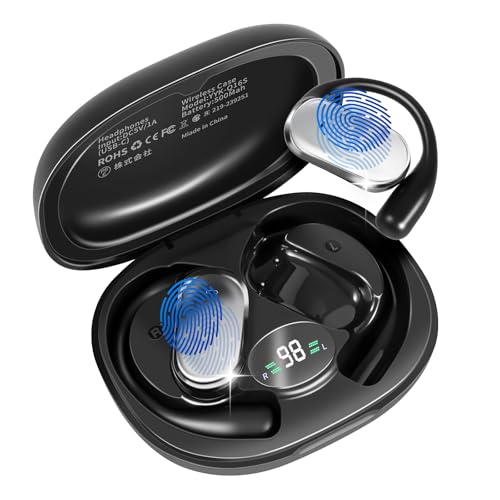 Jewan Bluetooth Kopfhörer Sport, Kopfhörer Kabellos Bluetooth 5.4 HiFi Stereo, 50Std Kabellose Kopfhörer mit ENC Noise Cancelling Mic, IP7 Wasserdicht Earphones mit Ohrhaken und LED Anzeige von Jewan