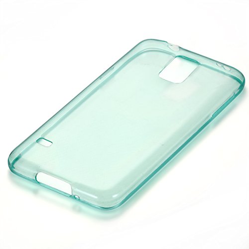 JewelryWe 0,3mm Ultra Slim Weiche TPU Silikon Handy Case Schutzhülle Tasche Hülle Rückenschutzhülle Etui für Samsung Galaxy S5, Transparent Grün, Sehr dünn von JewelryWe