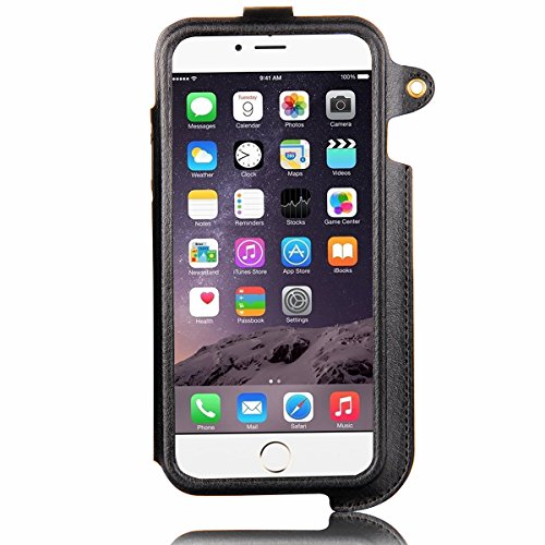JewelryWe 2in1 PU Leder Handy Case Schutzhülle Tasche Hülle Rückenschutzhülle Etui + Halter Halterung für Apple iPhone 6(4,7"), Farbe Schwarz von JewelryWe