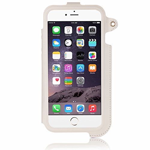 JewelryWe 2in1 PU Leder Handy Case Schutzhülle Tasche Hülle Rückenschutzhülle Etui + Halter Halterung für Apple iPhone 6(4,7"), Farbe Weiss von JewelryWe