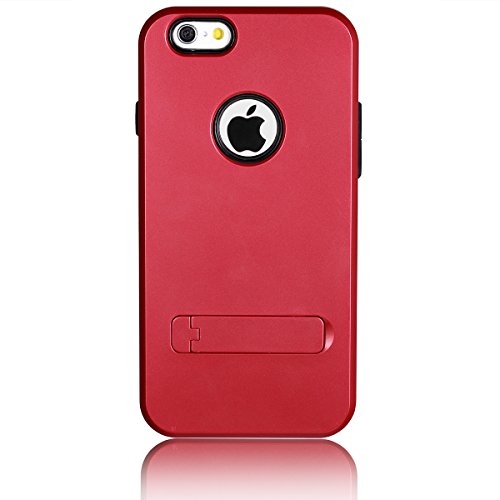 JewelryWe 2in1 TPU Silikon Kunststoff Handy Case Schutzhülle Tasche Hülle Rückenschutzhülle Etui + Halter Halterung für Apple iPhone 6(4,7"), Farbe Rot von JewelryWe