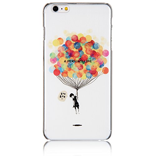 JewelryWe "A Persons Life farbige Ballone mit Bubi Harte Handy Case Schutzhülle Tasche Hülle Rückenschutzhülle Etui für Apple iPhone 6 Plus(5,5"), Weiss Transparent von JewelryWe