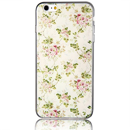 JewelryWe Bäume und Blumen TPU Silikon Handy Case Schutzhülle Tasche Hülle Rückenschutzhülle Etui Schale Cover für Apple iPhone 6 Plus(5,5") Pink Grün von JewelryWe