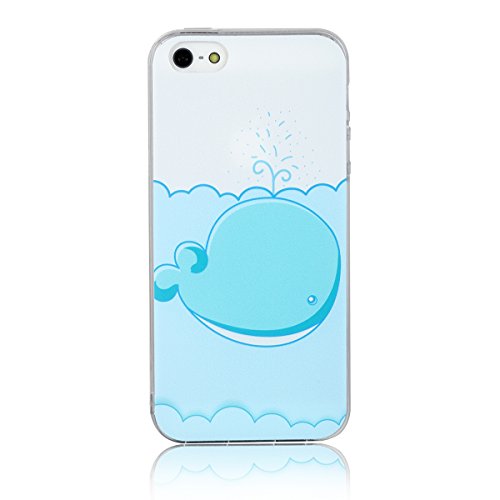 JewelryWe Blaue Nette Wal im Meer TPU Silikon Handy Case Schutzhülle Tasche Hülle Rückenschutzhülle Etui für Apple iPhone 5/5S von JewelryWe