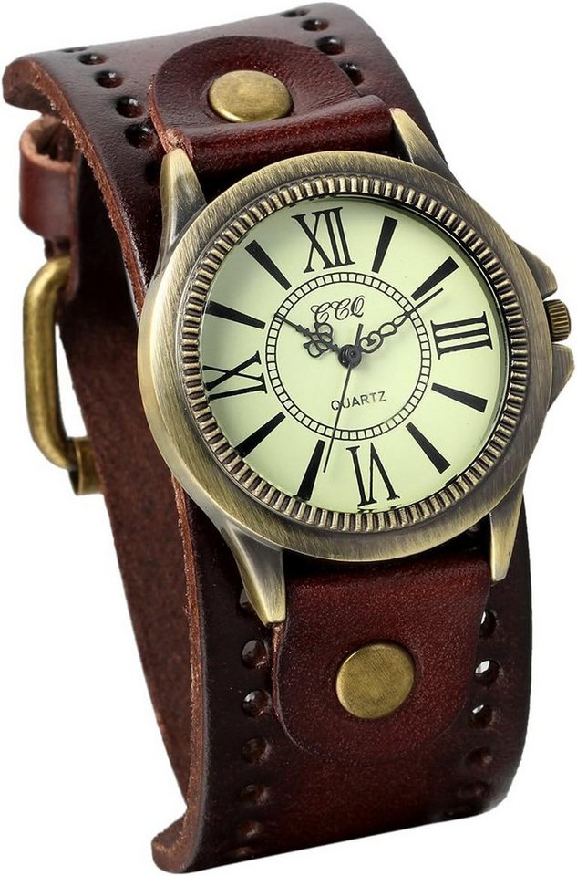 JewelryWe Damen Armbanduhr Vintage Casual Analog Watch, Quarz Leder Band Uhr mit römischen Ziffern Zifferblatt JewelryWe Damen Armbanduhr Vintage Casual Analog Watch, Quarz Leder Band Uhr mit römischen Ziffern Zifferblatt von JewelryWe