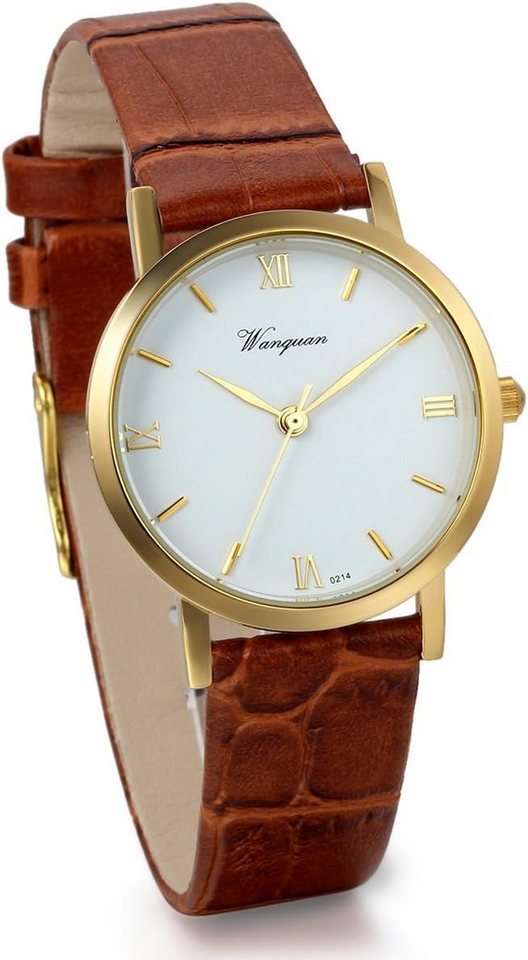 JewelryWe Damen Armbanduhr Vintage Casual Analog Watch, Quarz Leder Band Uhr mit römischen Ziffern Zifferblatt von JewelryWe