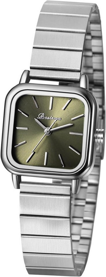 JewelryWe Damenuhr Edelstahl Quadratische Uhren Einfache Kleine Analog Quarz Watch, Edelstahlarmband Geschäft Lässige Uhr mit Eckigem Zifferblatt von JewelryWe