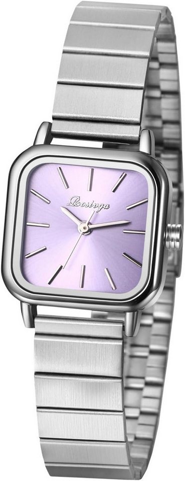 JewelryWe Damenuhr Edelstahl Quadratische Uhren Einfache Kleine Analog Quarz Watch, Edelstahlarmband Geschäft Lässige Uhr mit Eckigem Zifferblatt von JewelryWe