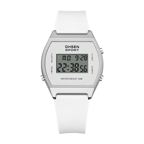JewelryWe Digitaluhr Herren Gummi Tonneau: 12/24H 30M wasserdichte Elektronische Digital Armbanduhr Weiß Kautschuk Band Multifunktional Sport Uhr mit Kalender Wecker Stoppuhr LED-Beleuchtung JewelryWe Digitaluhr Herren Gummi Tonneau: 12/24H 30M wasserdichte Elektronische Digital Armbanduhr Weiß Kautschuk Band Multifunktional Sport Uhr mit Kalender Wecker Stoppuhr LED-Beleuchtung von JewelryWe