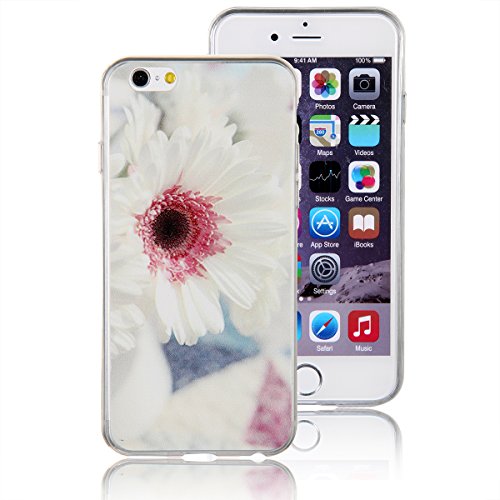 JewelryWe Elegante Weiße Daisy Gänseblümchen TPU Silikon Handy Case Schutzhülle Tasche Hülle Rückenschutzhülle Etui für Apple iPhone 6(4,7"), Weiss Transparent von JewelryWe