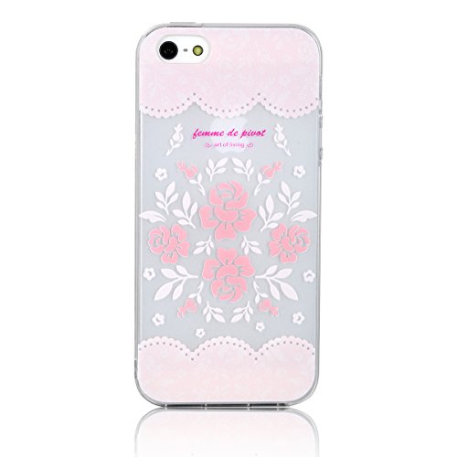 JewelryWe "Femme de Pivot Blumenstrauß Blumen Bukett TPU Silikon Handy Case Schutzhülle Tasche Hülle Rückenschutzhülle für Apple iPhone 5/5S Pink von JewelryWe