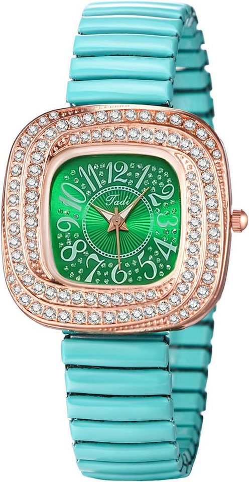 JewelryWe Fur Damen Lässige mit Zugarmband und Leuchtzeiger Watch, Elegante mit Quarzwerk, Edelstahlgehäuse und elastischem Armband von JewelryWe