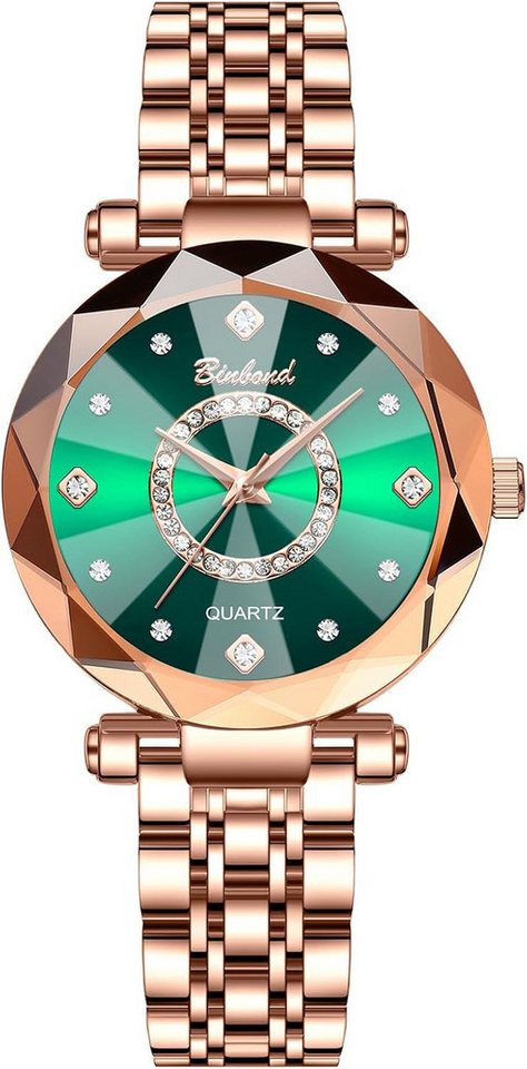 JewelryWe Fur Damen mit Facettiert Glas & Diamantskala Zifferblatt Watch, Quadratische Elegantes Design mit funkelnden Steinen von JewelryWe