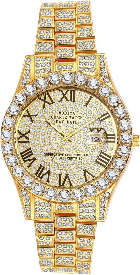 JewelryWe Fur Damen mit Zahlen Zifferblatt Quarz Analog Watch, Luxuriöse mit Edelstahlarmband und Strass – Perfekte Eleganz von JewelryWe
