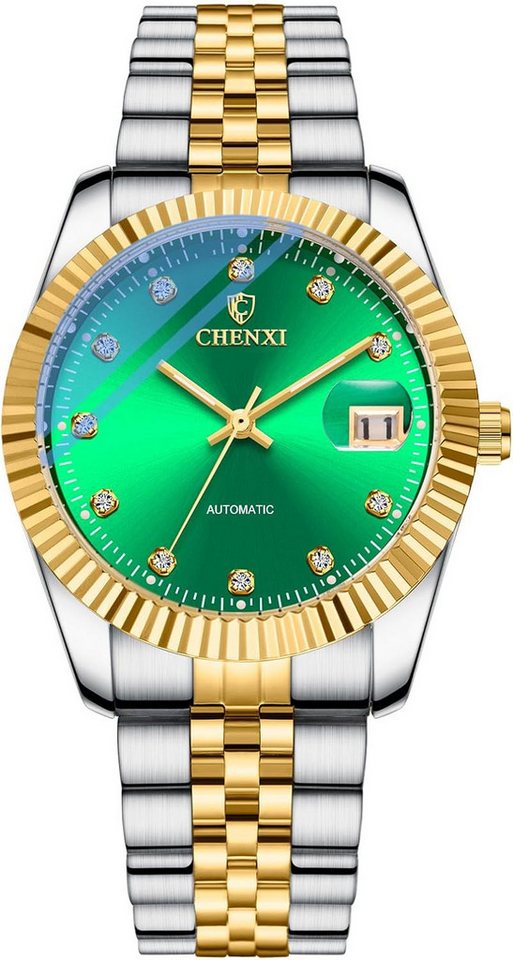 JewelryWe Fur Herren Automatik Skelett Vatertagsgeschenk Watch,  Elegante mit leuchtenden Zeigern & Kalender von JewelryWe