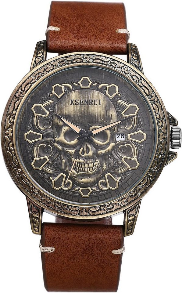 JewelryWe Fur Herren Watch, Steampunk-Schädel mit Leuchtzeigern & Wasserdichtigkeit JewelryWe Fur Herren Watch, Steampunk-Schädel mit Leuchtzeigern & Wasserdichtigkeit von JewelryWe