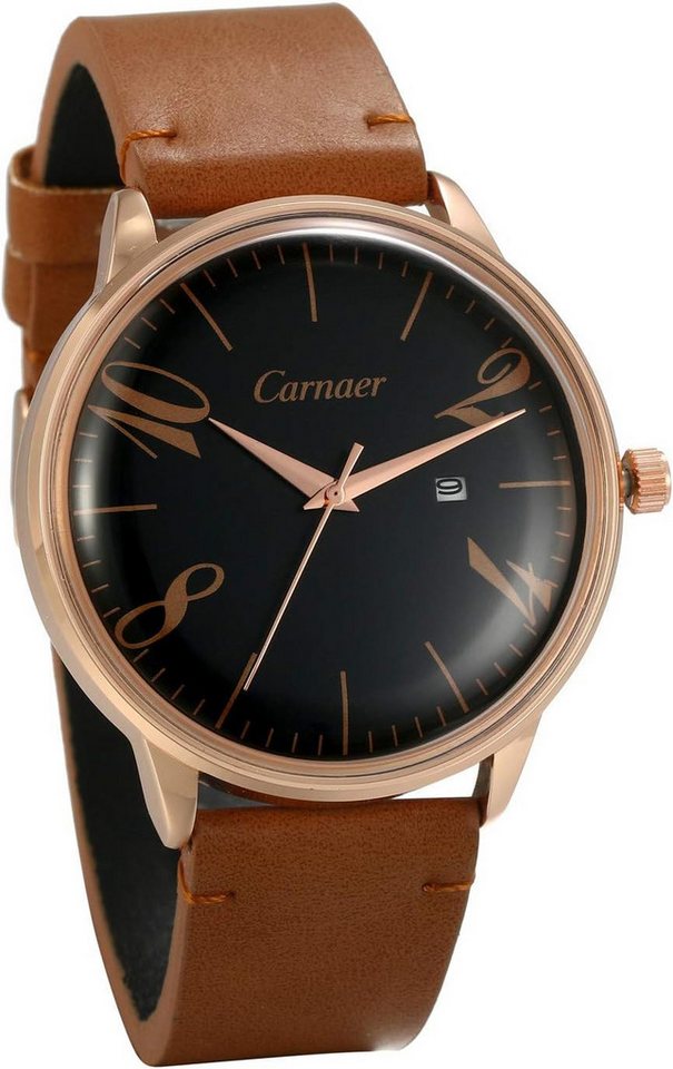 JewelryWe Fur Herren Watch, mit Analog Quarz Wasserdicht, Einfach Casual mit Leder Armband von JewelryWe