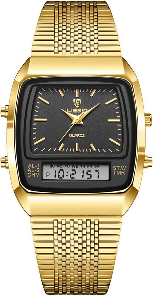 JewelryWe Fur Herren mit LED Multizeit Kalender Wecker Stoppuhr Watch, mit Chronograph Multifunktional 30m Wasserdicht Analog Digital Sport JewelryWe Fur Herren mit LED Multizeit Kalender Wecker Stoppuhr Watch, mit Chronograph Multifunktional 30m Wasserdicht Analog Digital Sport von JewelryWe