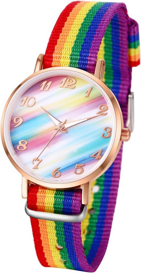 JewelryWe Fur kinder Junge Mädche Regenbogen LGBT Gay Lesbian Pride Analog Quarz Watch, Stylische mit Silikonarmband, Regenbogen-Design und wasserdicht JewelryWe Fur kinder Junge Mädche Regenbogen LGBT Gay Lesbian Pride Analog Quarz Watch, Stylische mit Silikonarmband, Regenbogen-Design und wasserdicht von JewelryWe