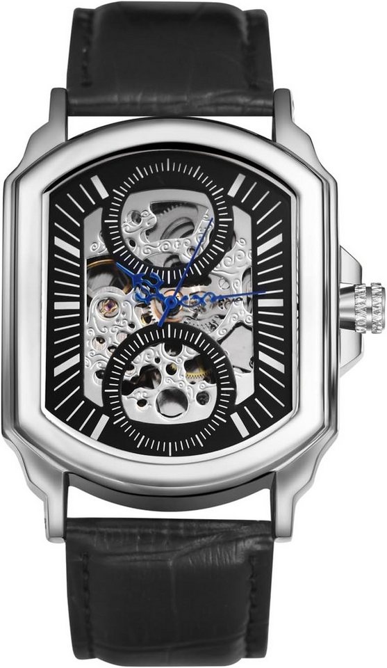 JewelryWe Herrenuhr Analog Automatik Uhr Automatische Mechanische Watch, Automatische Mechanische Rechteck Skelett Armbanduhr Automatikuhr JewelryWe Herrenuhr Analog Automatik Uhr Automatische Mechanische Watch, Automatische Mechanische Rechteck Skelett Armbanduhr Automatikuhr von JewelryWe