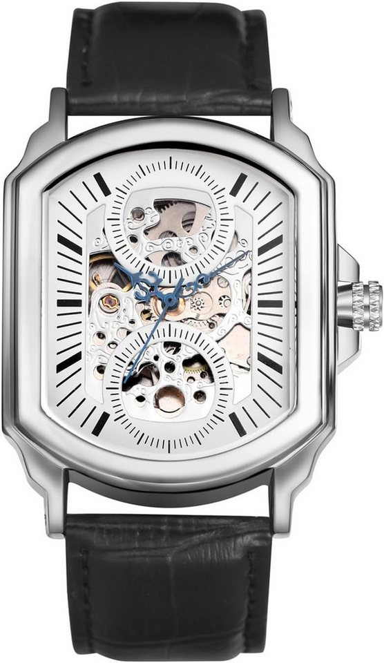 JewelryWe Herrenuhr Analog Automatik Uhr Automatische Mechanische Watch, Automatische Mechanische Rechteck Skelett Armbanduhr Automatikuhr JewelryWe Herrenuhr Analog Automatik Uhr Automatische Mechanische Watch, Automatische Mechanische Rechteck Skelett Armbanduhr Automatikuhr von JewelryWe