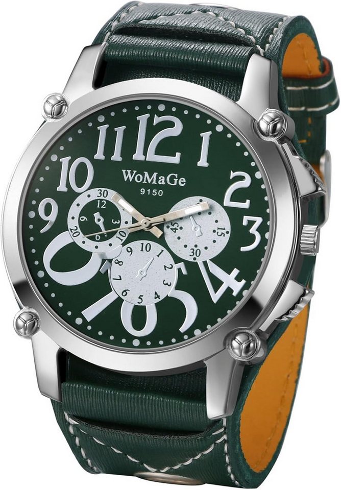 JewelryWe Herrenuhr Analog Quarz Datum Kalender Punk Militärische Armbanduhr Watch, 30m wasserdichte Militär Sport Uhr mit Echtleder Leder Armband JewelryWe Herrenuhr Analog Quarz Datum Kalender Punk Militärische Armbanduhr Watch, 30m wasserdichte Militär Sport Uhr mit Echtleder Leder Armband von JewelryWe