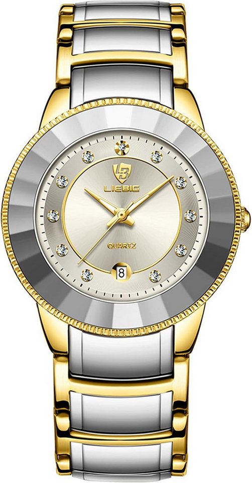 JewelryWe Herrenuhr Edelstahl Quarz Analog Armbanduhr Watch, 30M Wasserdicht Business Causual Uhr mit Datum Kalender und Leuchtend von JewelryWe