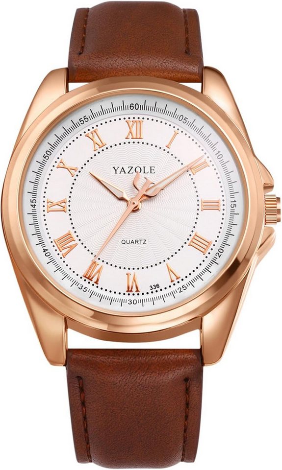 JewelryWe Herrenuhr Quarz Analog Armbanduhr 30M Wasserdicht Watch, Leder Armband Uhr mit Kalender & Leuchtend Zeiger Geschenk für Männer von JewelryWe