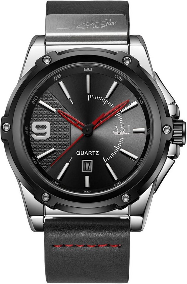JewelryWe Herrenuhr Quarz Analog Armbanduhr 30M Wasserdicht Watch, Leder Armband Uhr mit Kalender & Leuchtend Zeiger Geschenk für Männer von JewelryWe