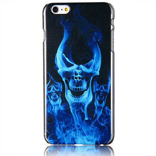 JewelryWe Horror Muster 3 Schädel Totenkopf Handy Case Schutzhülle Tasche Hülle Rückenschutzhülle Etui Schale Cover für Apple iPhone 6 Plus(5,5") Schwarz Blau von JewelryWe