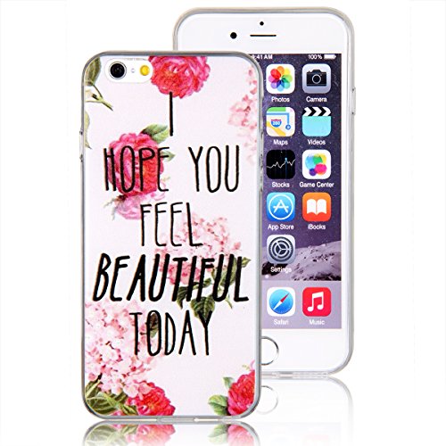JewelryWe "I Hope You Feel Beautiful Today rote Rose Blumen Handy Case Schutzhülle Tasche Hülle Rückenschutzhülle Etui für Apple iPhone 6(4,7") von JewelryWe