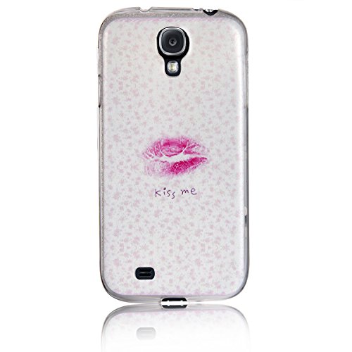 JewelryWe "KISS ME Sexy Rote Lippen TPU Silikon Handy Case Schutzhülle Tasche Hülle Rückenschutzhülle Etui für Samsung Galaxy S4 Weiss von JewelryWe