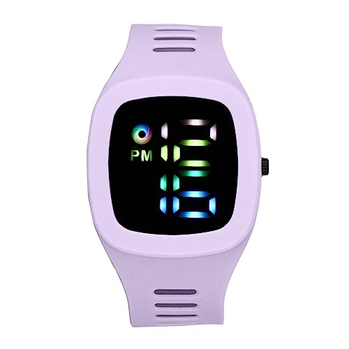 JewelryWe Kinderuhr Silikon Digitaluhr Kinder - Lila Quadrat Digital Armbanduhr Silikon Gummi Armband Rechteckige Uhr Sportuhr mit Kalender und Stoppuhr für Junge Mädchen Studenten Jugendliche von JewelryWe
