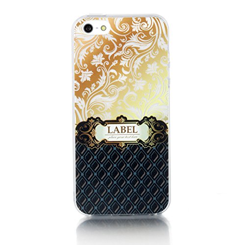 JewelryWe "Label Elegante Goldene Muster TPU Silikon Handy Case Schutzhülle Tasche Hülle Rückenschutzhülle Etui für Apple iPhone 5/5S von JewelryWe