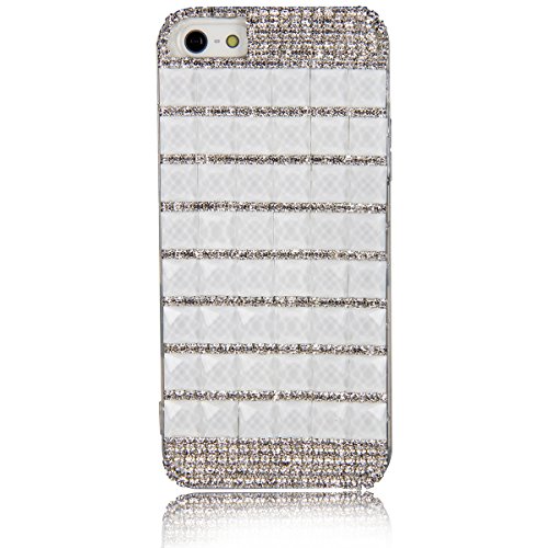JewelryWe Luxus Elegant Glänzend Strass Bling Handy Case Schutzhülle Tasche Hülle Rückenschutzhülle Etui Schale Cover für Apple iPhone 5/5S Weiss von JewelryWe
