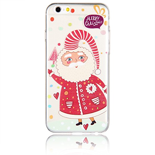 JewelryWe "Merry Christmas Love Herz Weihnachtsmann TPU Silikon Handy Case Schutzhülle Tasche Hülle Rückenschutzhülle Etui für Apple iPhone 6(4,7"), Mehrfarbig Transparent von JewelryWe