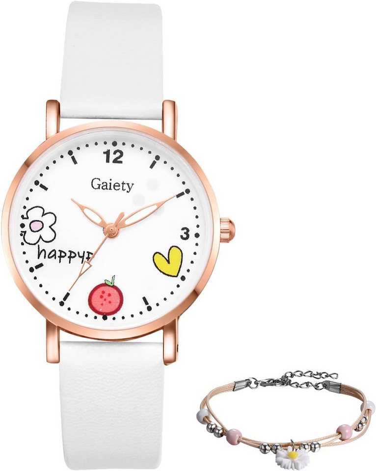 JewelryWe Präzise Zeitangabe Hochwertiges & lang Batterie für exakte Zeitanzeige Watch, Raffiniertes Perlenarmband mit Metallfassung mit trendigem Design von JewelryWe