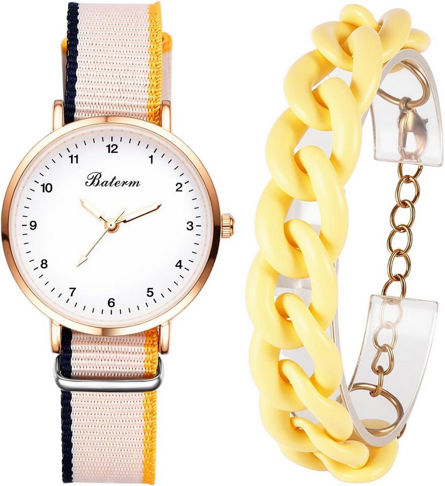 JewelryWe Präzises Quarzwerk Das zuverlässige Quarzwerk mit langlebiger Batterie Watch, Hochwertige Material Flexible Canvas sorgt für angenehmen Tragekomfort JewelryWe Präzises Quarzwerk Das zuverlässige Quarzwerk mit langlebiger Batterie Watch, Hochwertige Material Flexible Canvas sorgt für angenehmen Tragekomfort von JewelryWe