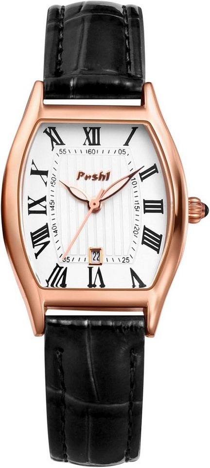 JewelryWe Präzises Quarzwerk und Hochwertiges Uhrwerk mit langlebiger Batterie Watch, Komfortables Elegantes Rechteckiges Zifferblatt mit Datumsanzeige von JewelryWe