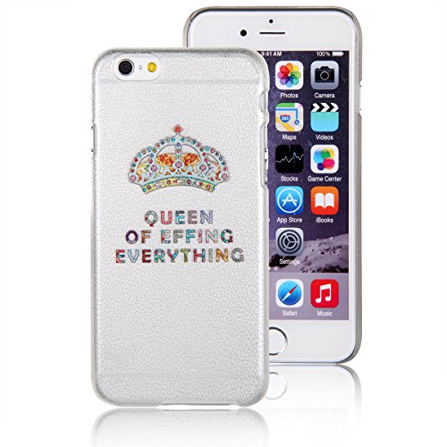 JewelryWe "Queen of Effing Everything Bunte Krone Harte Handy Case Schutzhülle Tasche Hülle Rückenschutzhülle für Apple iPhone 6 Plus(5,5"), Transparent Weiss von JewelryWe