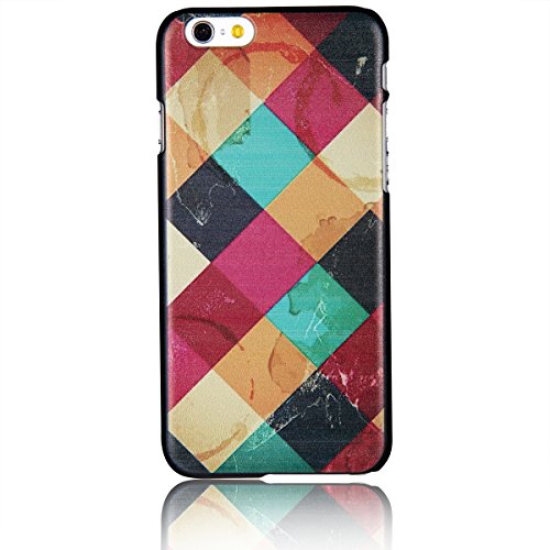 JewelryWe Retro Farbige Große Kariert Harte Handy Case Schutzhülle Tasche Hülle Rückenschutzhülle für Apple iPhone 6(4,7"), Mehrfarbig von JewelryWe