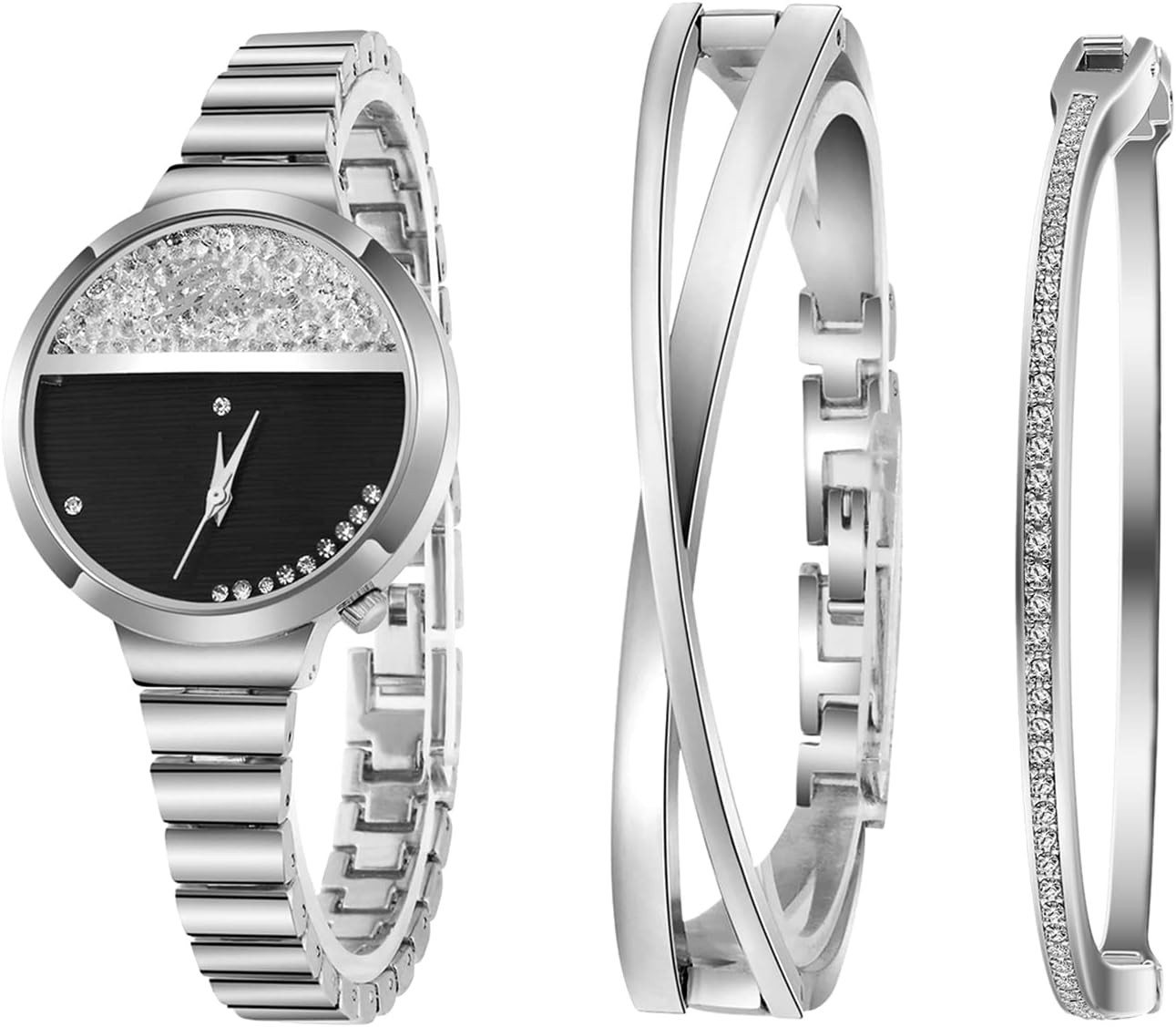 JewelryWe Strass Analog Quarz Zifferblatt stilvoller Hochwertige Damenuhr Design Watch, Wasserdichtigkeit von 10 Metern ist Spritzwasser und Regen geschützt JewelryWe Strass Analog Quarz Zifferblatt stilvoller Hochwertige Damenuhr Design Watch, Wasserdichtigkeit von 10 Metern ist Spritzwasser und Regen geschützt von JewelryWe