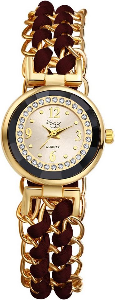 JewelryWe Uhren Damen Analog Quarz Armbanduhr Watch, Damenuhr verstellbare Armband Armkette Uhr mit Kordelzug für Frauen von JewelryWe