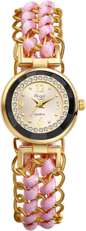 JewelryWe Uhren Damen Analog Quarz Armbanduhr Watch, Damenuhr verstellbare Armband Armkette Uhr mit Kordelzug für Frauen von JewelryWe
