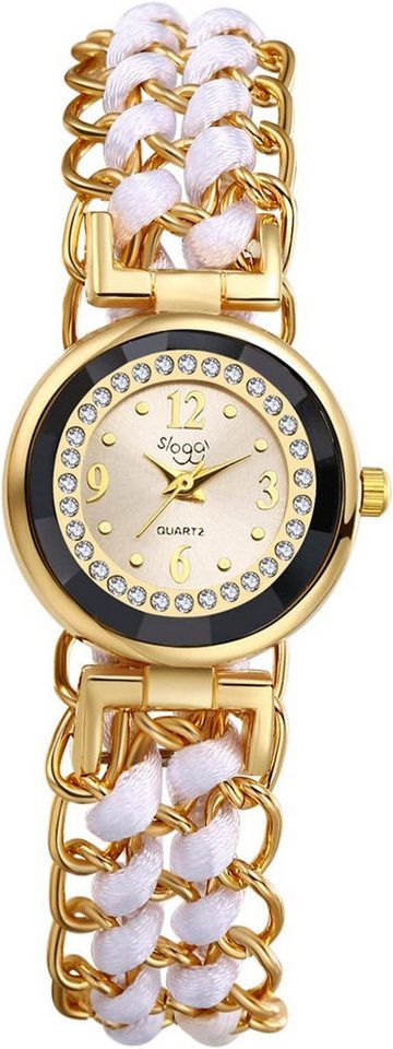 JewelryWe Uhren Damen Analog Quarz Armbanduhr Watch, Damenuhr verstellbare Armband Armkette Uhr mit Kordelzug für Frauen von JewelryWe