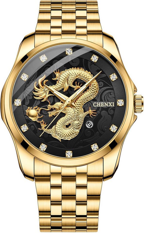 JewelryWe Uhren Herren Edelstahl Herrenuhr Luxus Datum Kalender 30m wasserdichte Watch, Analog Quarz Armbanduhr Männer mit Rundem Zifferblatt und Leuchtzeiger JewelryWe Uhren Herren Edelstahl Herrenuhr Luxus Datum Kalender 30m wasserdichte Watch, Analog Quarz Armbanduhr Männer mit Rundem Zifferblatt und Leuchtzeiger von JewelryWe