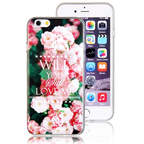 JewelryWe "WILL You Still Love ME Pink Rose Blumen Handy Case Schutzhülle Tasche Hülle Rückenschutzhülle Etui für Apple iPhone 6 Plus(5,5") von JewelryWe