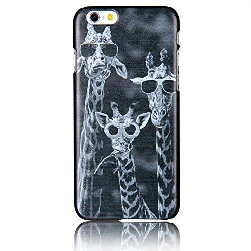 JewelryWe Warme kühle Giraffenfamilie Harte Handy Case Schutzhülle Tasche Hülle Rückenschutzhülle für Apple iPhone 6(4,7"), Schwarz Grau von JewelryWe