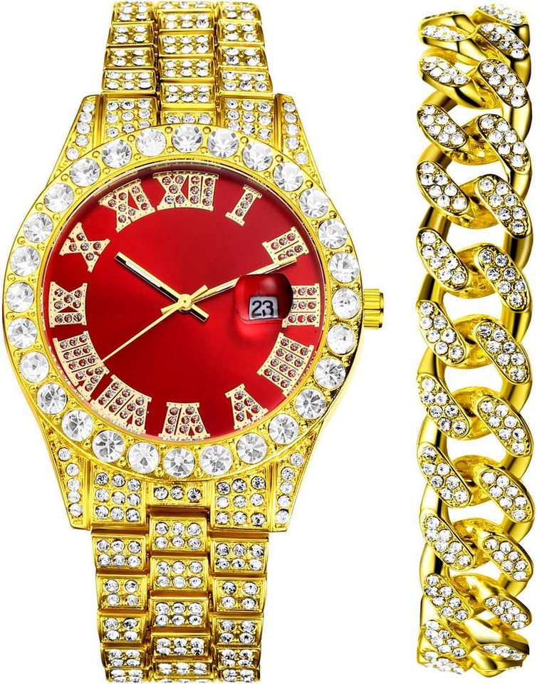 JewelryWe Zuverlässiges Hochwertige Quarztechnologie sorgt Präzise Zeitmessung Watch, Hautfreundliches Schmuckset aus hochwertiger Legierung für Herren JewelryWe Zuverlässiges Hochwertige Quarztechnologie sorgt Präzise Zeitmessung Watch, Hautfreundliches Schmuckset aus hochwertiger Legierung für Herren von JewelryWe
